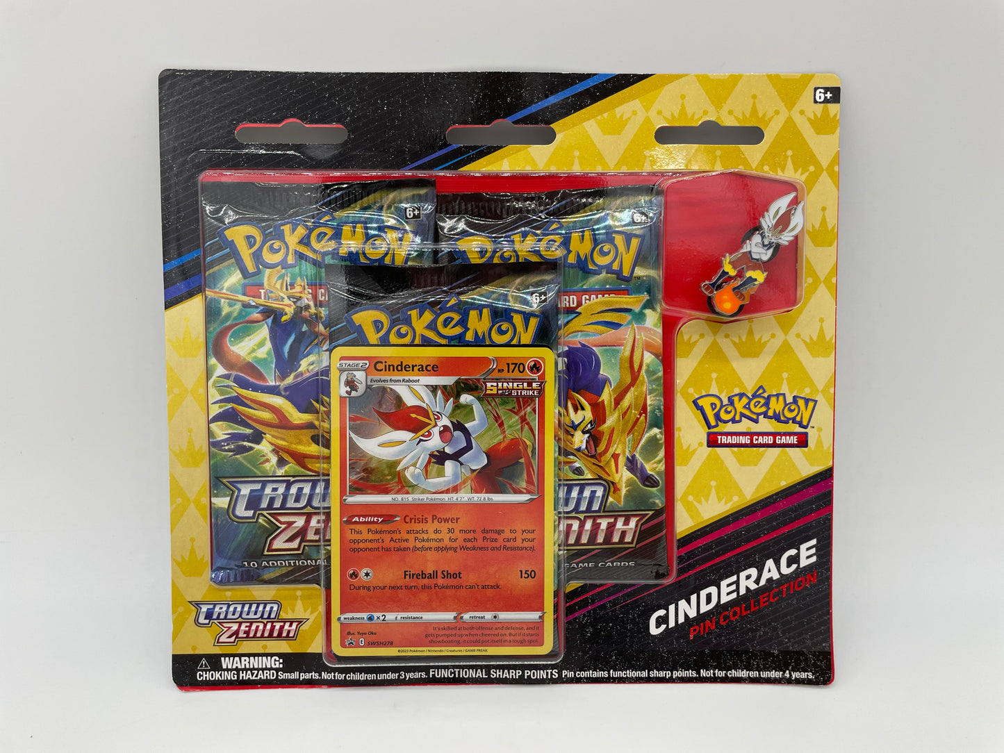 Pokémon TCG: Crown Zenith Cinderace Pin Collection ENG